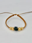 Pulsera tejida murralla en centro 2BD #7 2BD #6 hilo beige Oro amarillo 18k 0,96 Gr