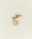 Dije Inicial cursiva G circones blancos Oro amarillo 18k 0,51 Gr / 0,7 mm