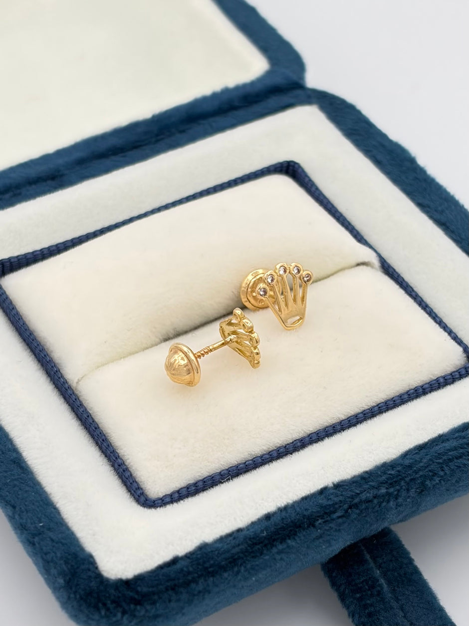 Topos corona circones blancos  Oro amarillo 18k 0,99 Gr / 7 mm