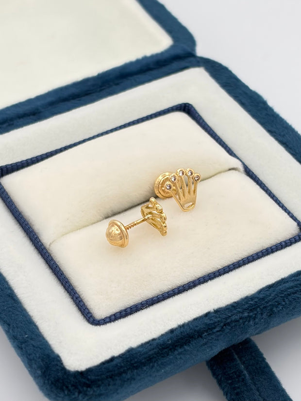 Topos corona circones blancos  Oro amarillo 18k 0,99 Gr / 7 mm
