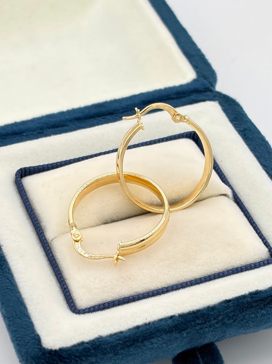 Candonga Redonda plana lisa doble Oro amarillo 18k 1,71 Gr / 2 Cm