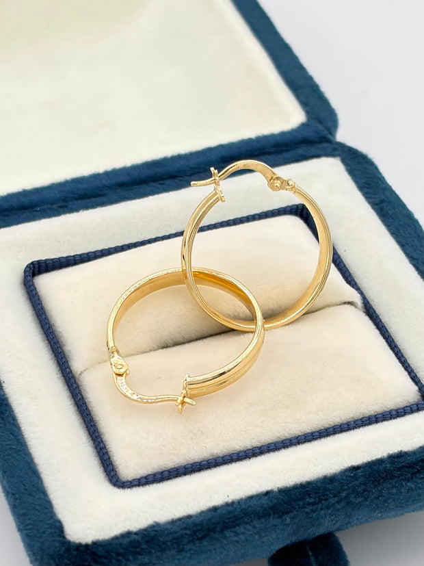 Candonga Redonda plana lisa doble Oro amarillo 18k 1,71 Gr / 2 Cm
