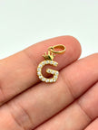 Dije Inicial G circones blancos corona  Oro amarillo 18k 0,97 Gr / 1 Cm