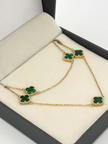 Cadena aro seguido con trebol verde Oro amarillo 18k 6,60 Gr / 1,2 mm / 45 Cm Broche 0,15