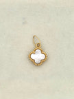 Dije Trebol blanco Oro amarillo 18k 1,08 Gr / 1 Cm