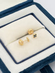 Topos mini trebol circones azules  Oro amarillo 18k 0,63 Gr / 4 mm