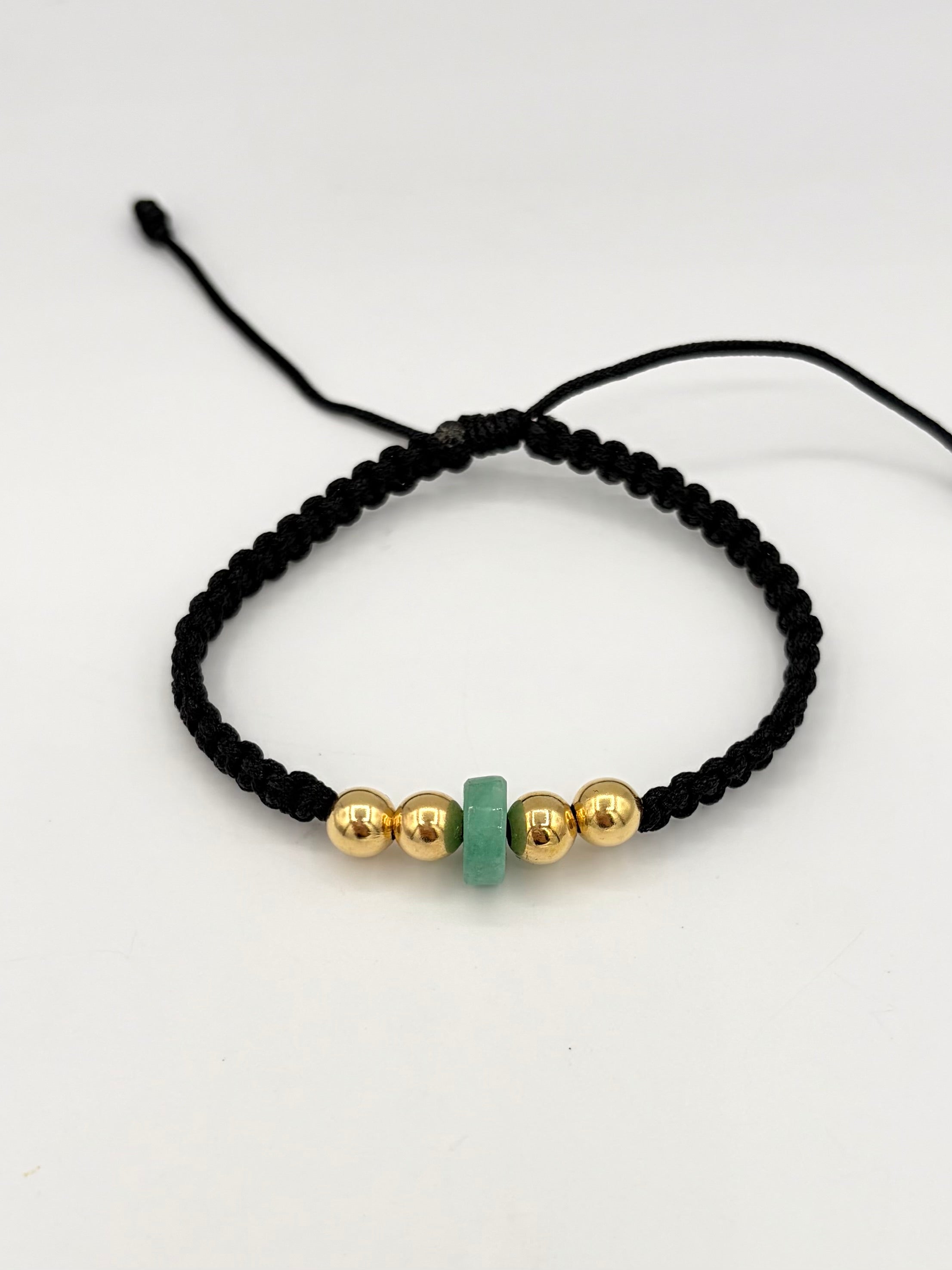 Pulsera tejida 4BL #6 dona murralla en medio hilo negro Oro amarillo 18k 0,71 Gr