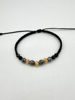 Pulsera tejida 3BD #5 piedras negras hilo negro Oro amarillo 18k 0,43 Gr
