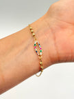 Pulso ovalo circones colores balines #3 Oro amarillo 18k 2,10 Gr / 1 mm / 19 Cm Broche 0,15