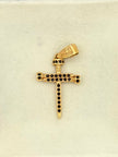 Dije cruz clavo circones negros Oro amarillo 18k 2,64 Gr / 2,5 Cm