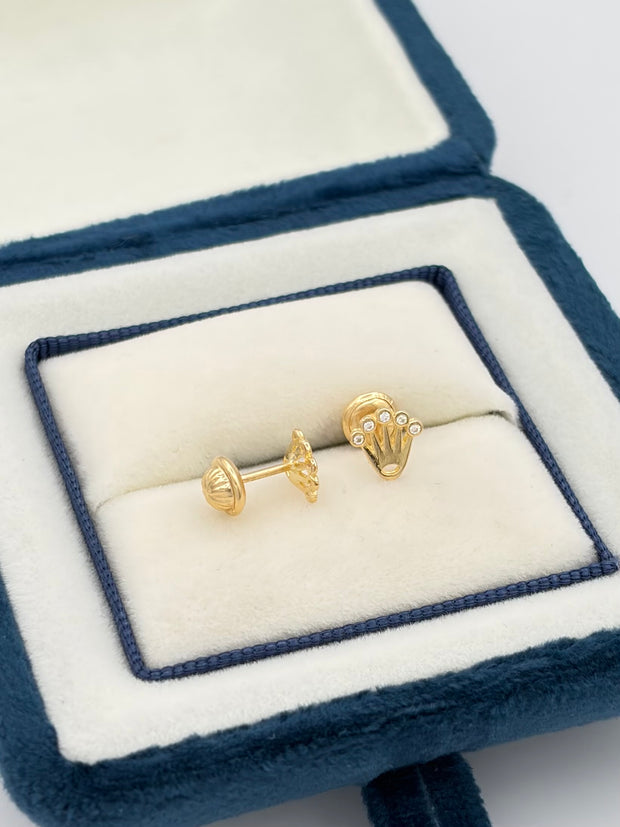 Topos corona circones blancos  Oro amarillo 18k 0,80 Gr / 7 mm