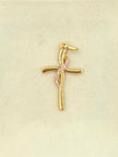 Dije cruz curva circones rosados Oro amarillo 18k 1,14 Gr / 2,9 Cm