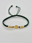Pulsera tejida herradura caballo 4BD #4 2BL #4 hilo verde Oro amarillo 18k 0,85 Gr