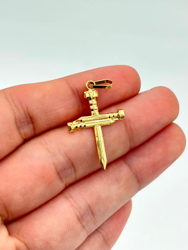 Dije Cruz clavo Oro amarillo 18k 0,69 Gr / 1,7 Cm