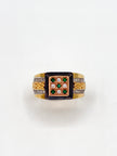 Anillo Cuadrado circones verdes-blancos  Oro amarillo y Oro rosa 18k / Talla 10/30 / 7,71 Gr