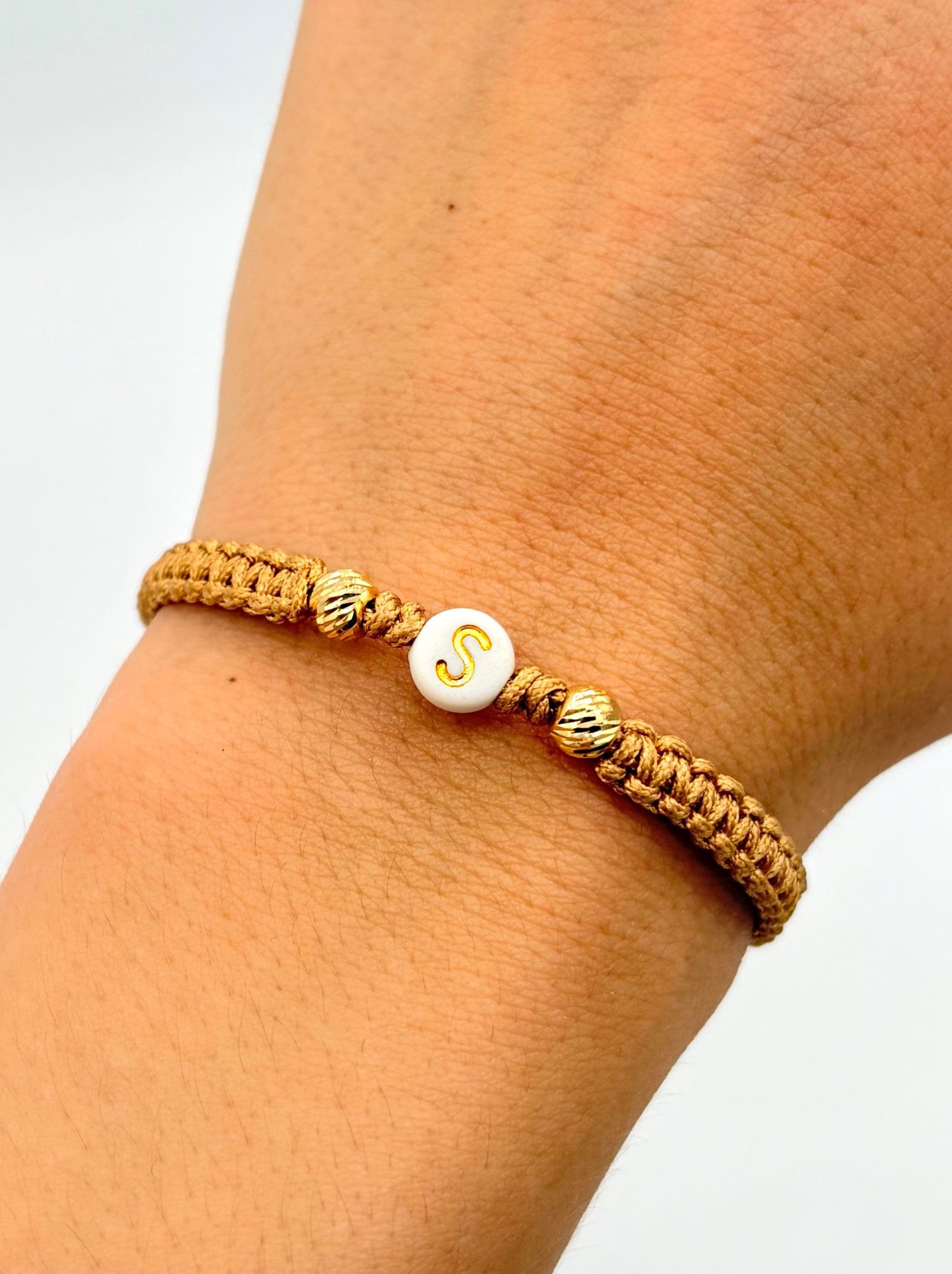 Pulsera tejida letra S 2BD #5 Oro amarillo 18k 0,15 Gr