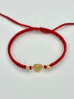 Pulsera tejida herraje corazon 2BD #4 hilo rojo Oro amarillo 18k 0,42 Gr