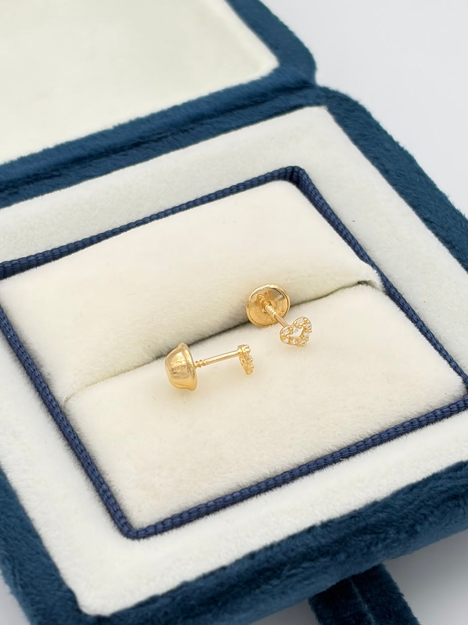 Topos corazon circones blancos mini Oro amarillo 18k 0,41 Gr / 4 mm