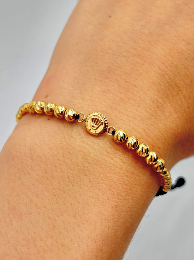 Pulsera tejida herraje rolex 10BD #4 10BD #3 hilo negro Oro amarillo 18k 2,60 Gr