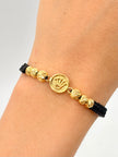 Pulsera tejida herraje rolex 2BD #6 4BD #5 hilo negro Oro amarillo 18k 1,45 Gr