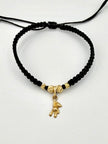 Pulsera tejida dije osito 2BD #4 2BD #3 hilo negro Oro amarillo 18k 0,45 Gr