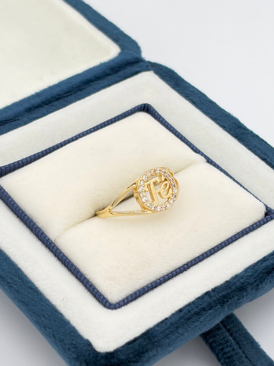 Anillo FE con circones  Oro amarillo 18k / Talla 7 / 2,01 Gr