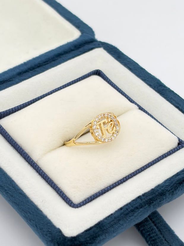 Anillo FE con circones  Oro amarillo 18k / Talla 7 / 2,01 Gr
