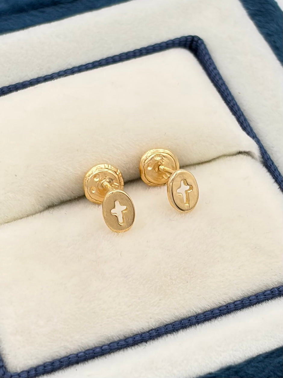 Topos cruz medalla  Oro amarillo 18k 0,70 Gr / 4 mm
