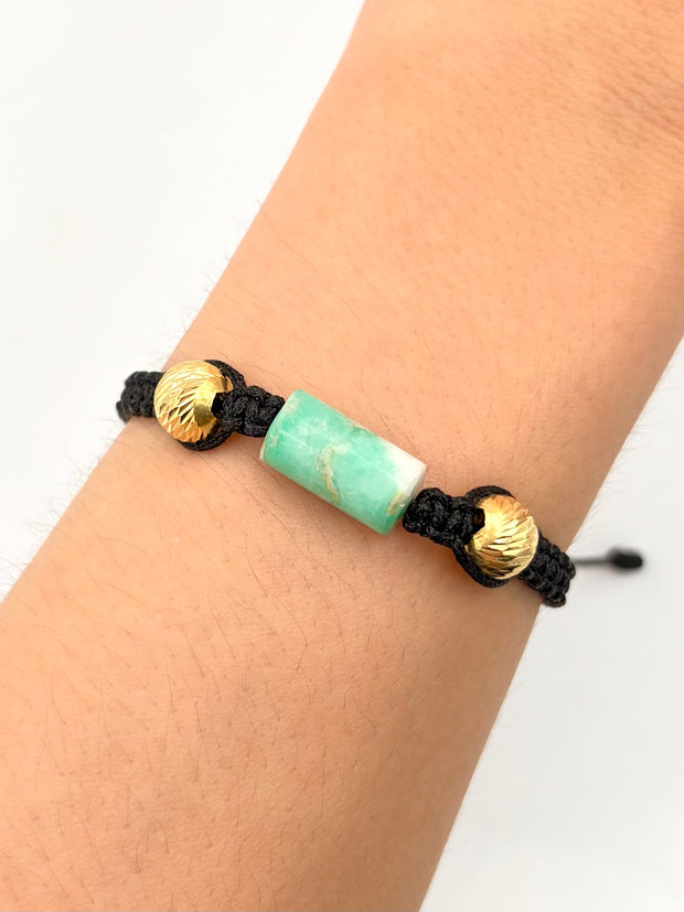 Pulsera tejida 2BD #8 murralla en medio hilo negro Oro amarillo 18k 0,68 Gr