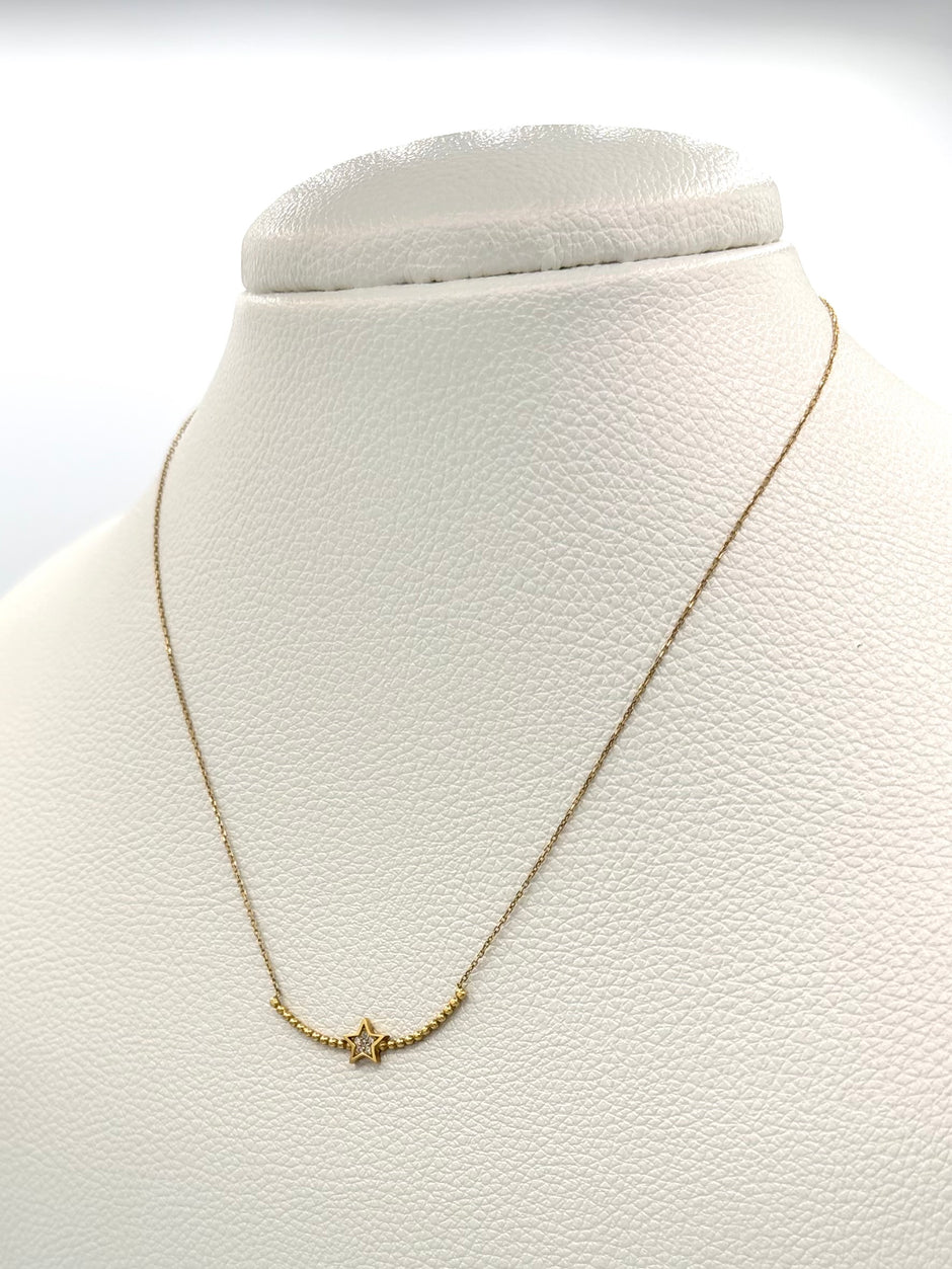 Cadena It aro seguido con herraje de balines y estrella Oro amarillo 18k 2,02 Gr / 0,55 mm / 45 Cm