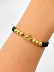 Pulsera tejida herradura caballo 4BD #5 2BL #2 hilo negro Oro amarillo 18k 1,11 Gr