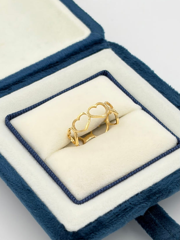 Anillo Silueta de corazones  Oro amarillo 18k / Talla 6 / 1,21 Gr