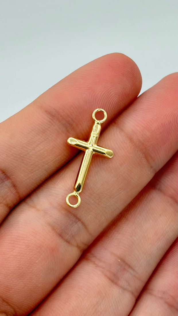 Herraje cruz lisa  Oro amarillo 18k 0,38 Gr / 2,1 Cm