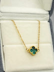 Pulso aro seguido trebol fondo verde  Oro amarillo 18k 2,20 Gr / 1,5 mm / 18,2 Cm Broche 0,15