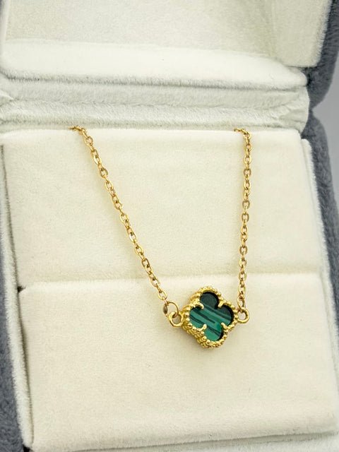 Pulso aro seguido trebol fondo verde  Oro amarillo 18k 2,20 Gr / 1,5 mm / 18,2 Cm Broche 0,15