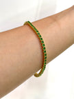 Pulso tenis con circones verdes Oro amarillo 18k 10,13 Gr / 3,0 mm / 19 Cm