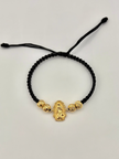 Pulsera tejida herraje virgen de guadalupe 4BD #7 hilo negro Oro amarillo 18k 2,05 Gr