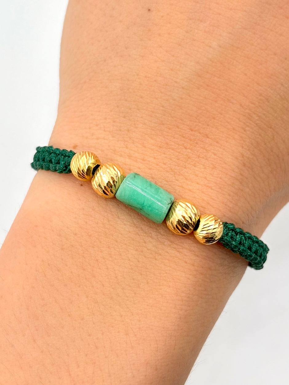 Pulsera tejida 2BD #7 2BD #6 murralla hilo verde  Oro amarillo 18k 0,95 Gr