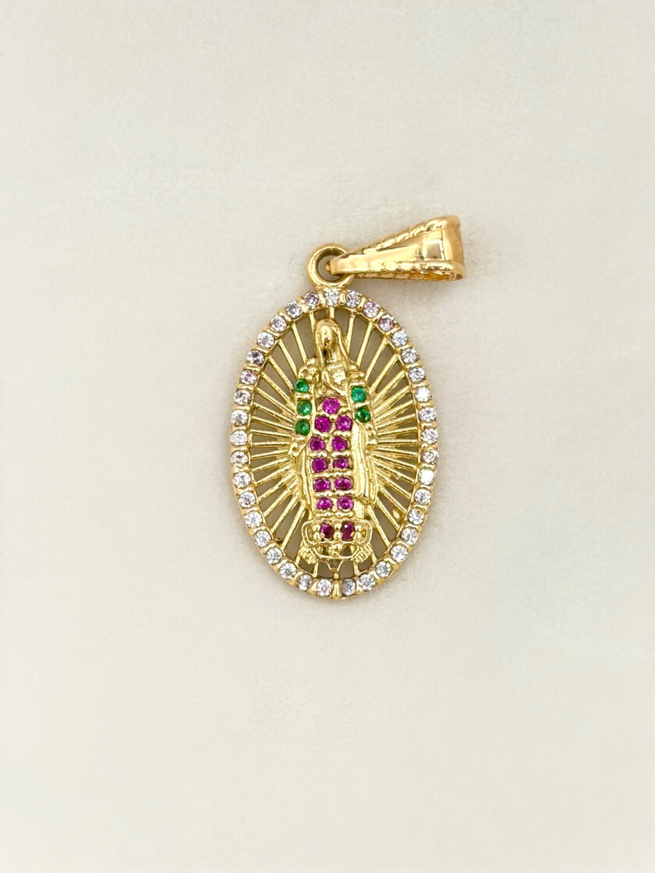Dije Virgen de guadalupe circones  Oro amarillo 18k 2,0 Gr / 1,3 Cm