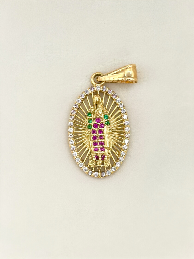 Dije Virgen de guadalupe circones  Oro amarillo 18k 2,0 Gr / 1,3 Cm