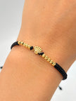 Pulsera tejida herraje rolex 10BD #3 hilo negro Oro amarillo 18k 0,56 Gr