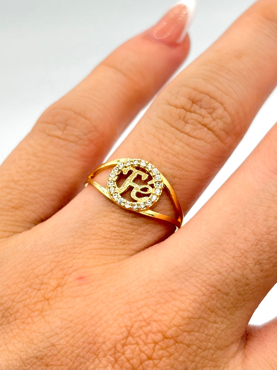 Anillo FE con circones  Oro amarillo 18k / Talla 7 / 2,01 Gr