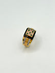 Anillo Cuadrado circones verdes-blancos  Oro amarillo y Oro rosa 18k / Talla 10/30 / 7,71 Gr
