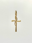 Dije cruz curva circones blancos Oro amarillo 18k 0,94 Gr / 2,5 Cm