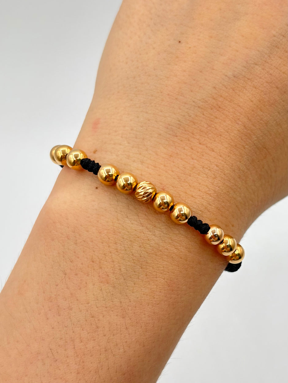 Pulsera tejida 10BLR # 5 1BDR #5 hilo negro Oro amarillo 18k 1,51 Gr
