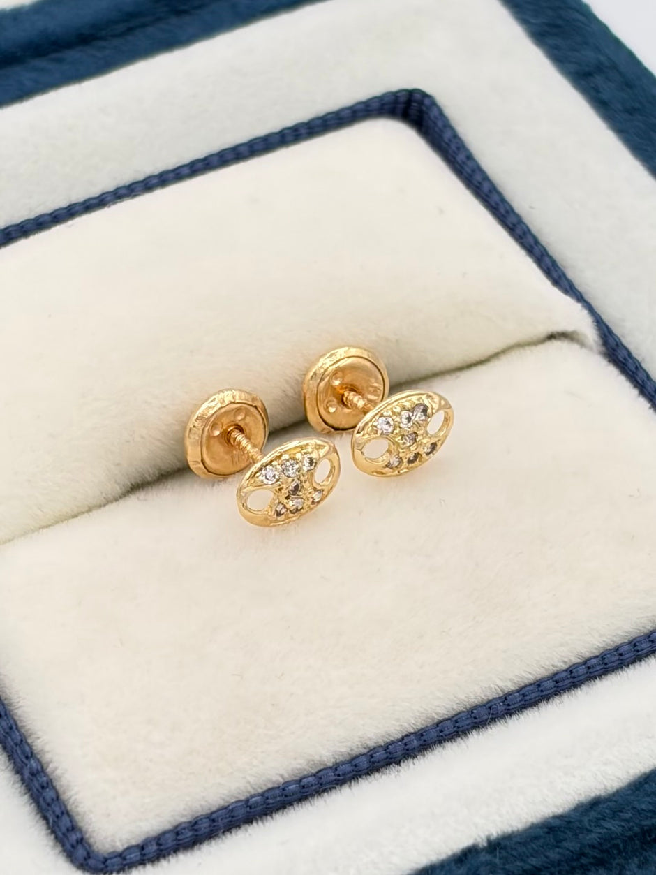 Topos eslabon circones blancos  Oro amarillo 18k 0,74 Gr / 5 mm