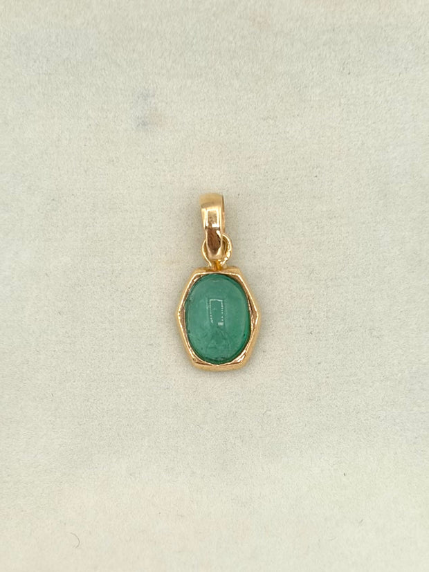 Dije Cabujon de esmeralda Oro amarillo 18k 0,75 Gr / 8 mm