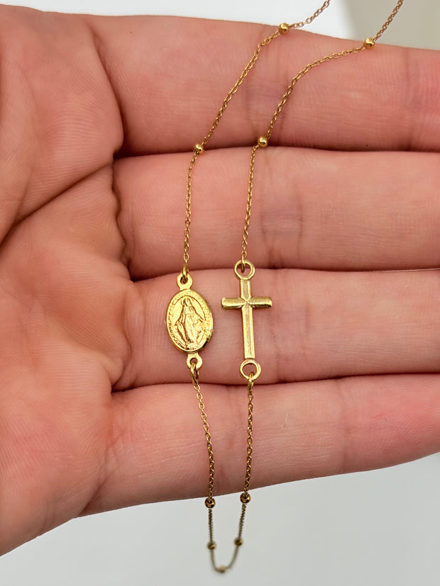 Cadena It tipo denario con balineria lisa Oro amarillo 18k 2,01 Gr / 1,0 mm / 40 Cm