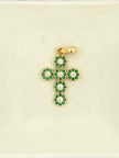 Dije cruz casting verdes y blancos Oro amarillo 18k 2,20 Gr / 2,8 Cm
