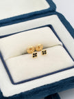 Topos mini trebol circones negros  Oro amarillo 18k 0,62 Gr / 4 mm